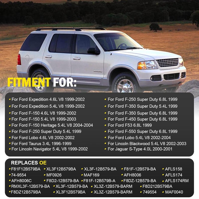 C-Tzu مستشعر تدفق الهواء الشامل MAF لسيارات فورد إكسبيديشن F150 F250 F350 F450 F53 F550 لوبو تاوروس 1999-2004 لينكولن بلاكوود نافيجيتور 1999-2003، بديل F81F12B579BA XL3F12B579BA AFLS174 AFH8006 - Image 5